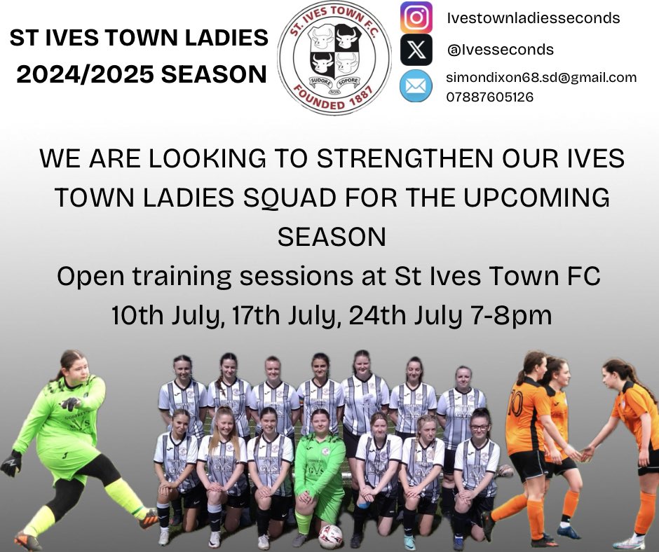 Ivesseconds's tweet image. PLAYERS WANTED⚽️
We are looking for players to expand our current squad for the 2024/2025 season, send us a message if you’re interested or come along to an open training session! 
🗓️ 10th, 17th, 24th July 
⏰ 7-8pm 
📌 St Ives Town FC, PE276DT