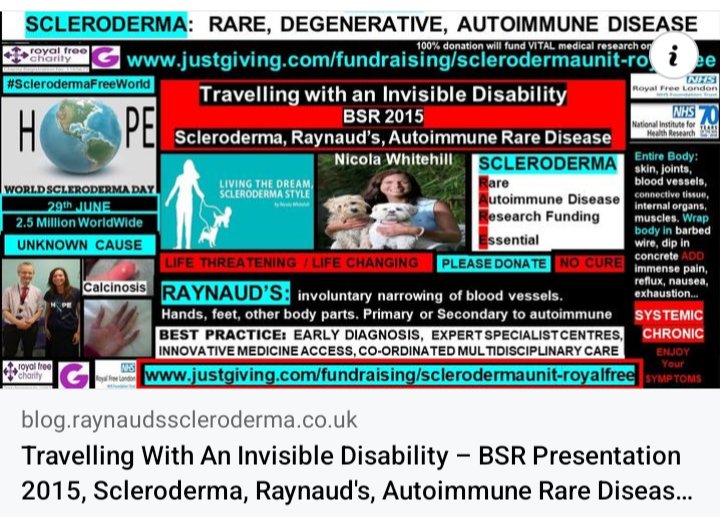 Travelling with an Invisible Disability:
blog.raynaudsscleroderma.co.uk/2018/04/travel… 
This year, 2024, I travelled using a scooter friendly taxi. Huge thanks to @A2BAccessible #BSR24 #SclerodermaFreeWorld #RaynaudsFreeWorld 
#Research #Scleroderma #SystemicSclerosis #Raynauds #Autoimmune #NoCure