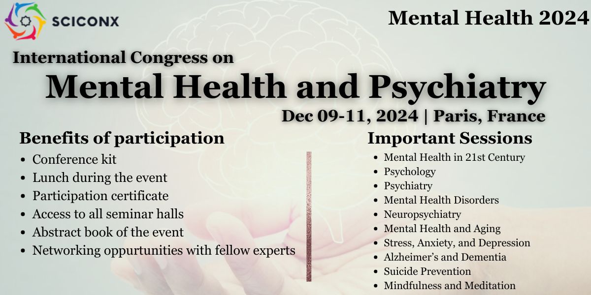 We're seeking insightful papers on mental health research, policy, therapy, and more for our upcoming conference! Share your expertise and contribute to shaping the future of mental health.

Submit by May 28, 2024. Get more info here: sciconx.com/mentalhealth

#MentalHealth2024