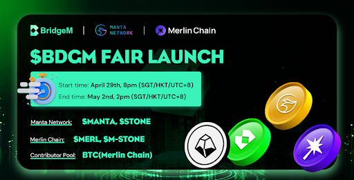 🔥BridgeM是基于比特币生态的跨链互操作性协议，目前TVL8000万美金，一级公募平台基金 Poolz Ventures <a href="/Poolz__/">Poolz Finance | We’re Hiring!</a>领投，manta原生跨链桥，<a href="/stake_stone/">StakeStone</a>和<a href="/parallelfi/">Alex T. Plumley</a>都有深度合作，可以关注一下29号启动的公募。

🎁抽3个公募白单

1️⃣ 关注我和：<a href="/bridgem_io/">BridgeM🔮🌊</a>

2️⃣ 点赞转发留evm地址