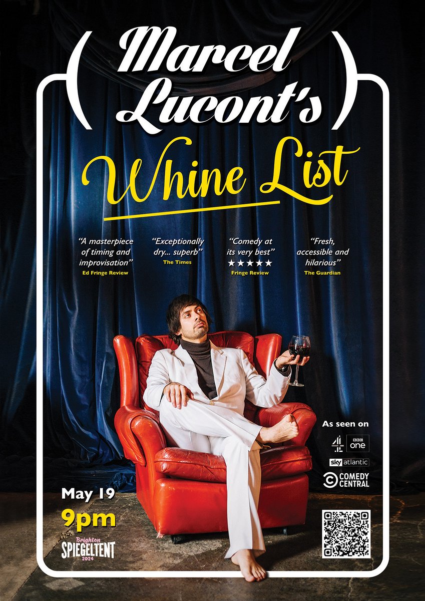Brighton, you are next be served a unique Whine List. Sun 19th May @BSpiegeltent 'A masterclass in timing and improvisation' - Ed Fringe Review 'Comedy at its very best' ★★★★★ FringeReview Tickets: tickets.brightonspiegeltent.com/events/cbd58db…