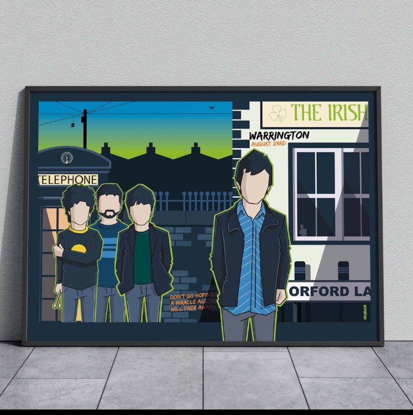 Working on a very special piece, commissioned to celebrate @TheBluetones heading to Warrington Irish Club in august. #poster #myhometown #britpop #mylocalpub