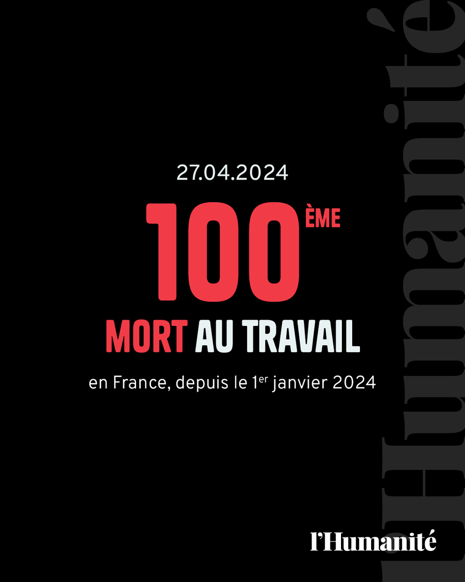 Journée mondiale de la sécurité et de la santé au travail 28 avril

▪️100 morts recensés depuis le début de l'année à travers la PQR en ligne. 
La réalité est probablement 2 à 3 fois supérieure. Un phénomène d'ampleur qui se répète dans le temps, loin de l'idée du fait divers.
