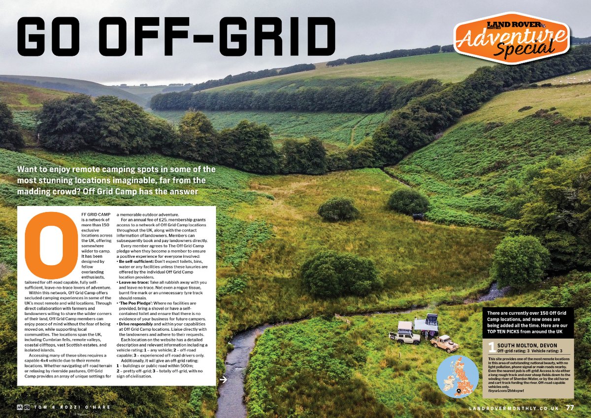 Exclusive camping in some of the UK’s most beautiful locations, and you won’t see another soul for miles – sound good? LRM checks out this amazing network and checks out some of the wildest sites; and there’s an exclusive reader-only discount code! #landrovermonthly #offgridcamp