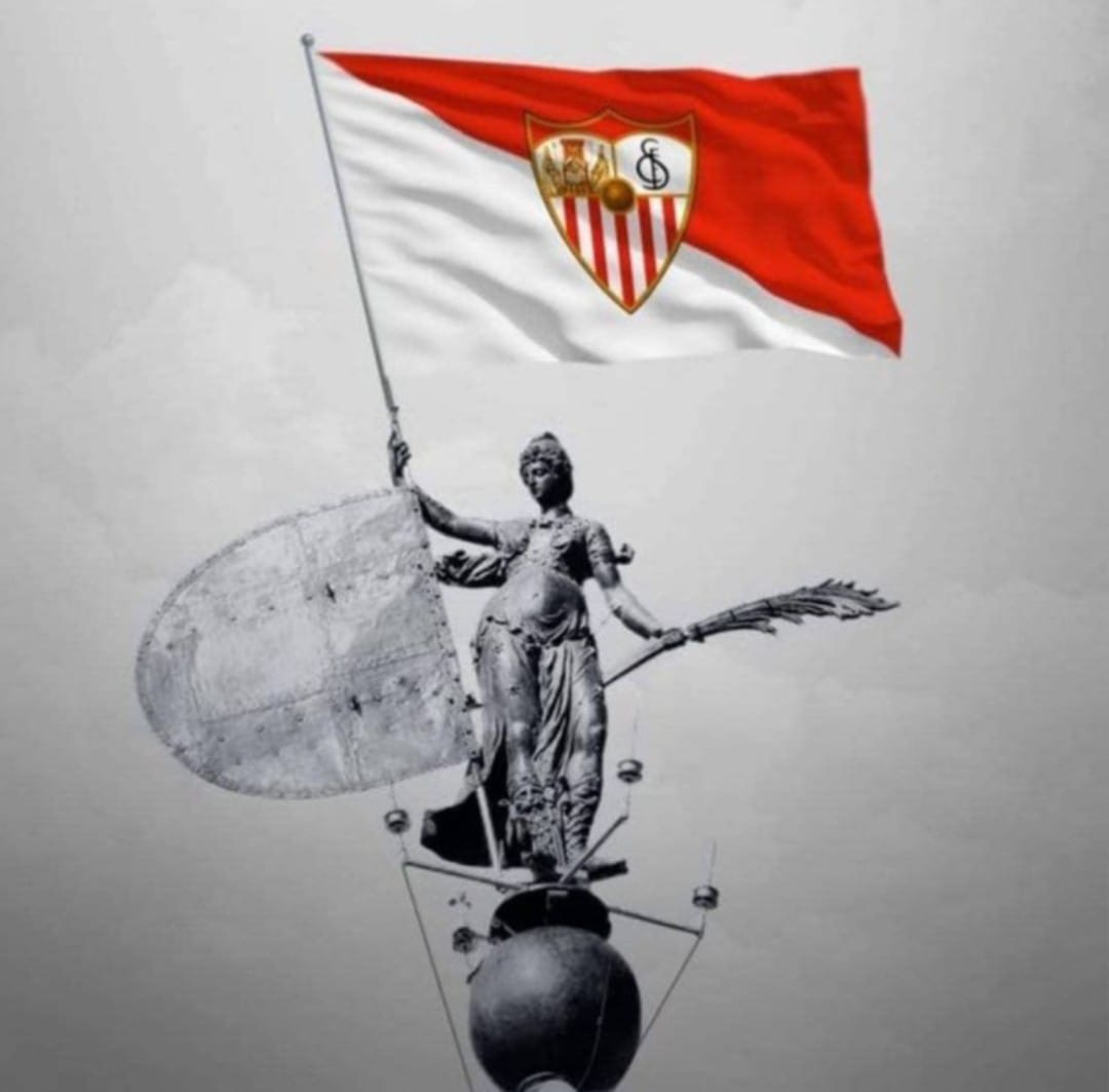 A por ellos! #VamosMiSevilla #ElGranDerbi 💪⚪🔴