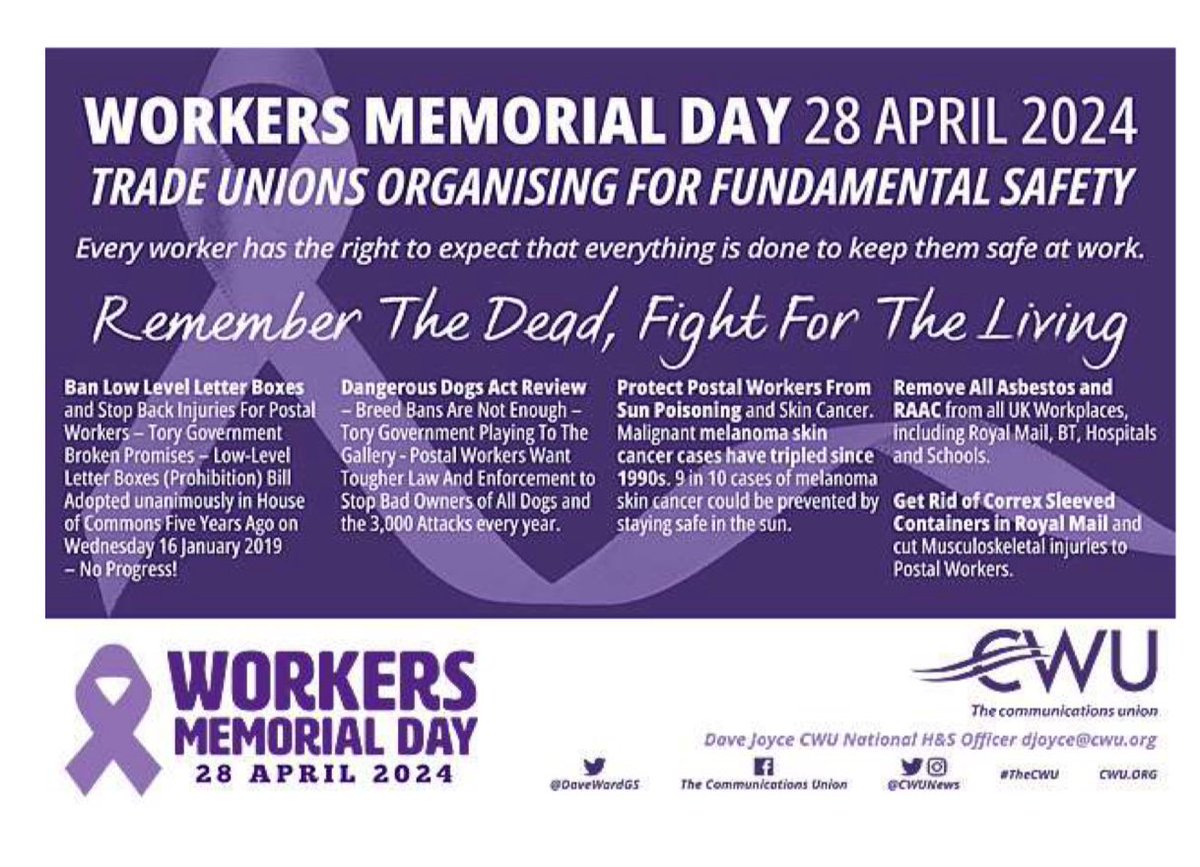 Remember The Dead, Fight For The Living #IWMD2024

tuc.org.uk/IWMD