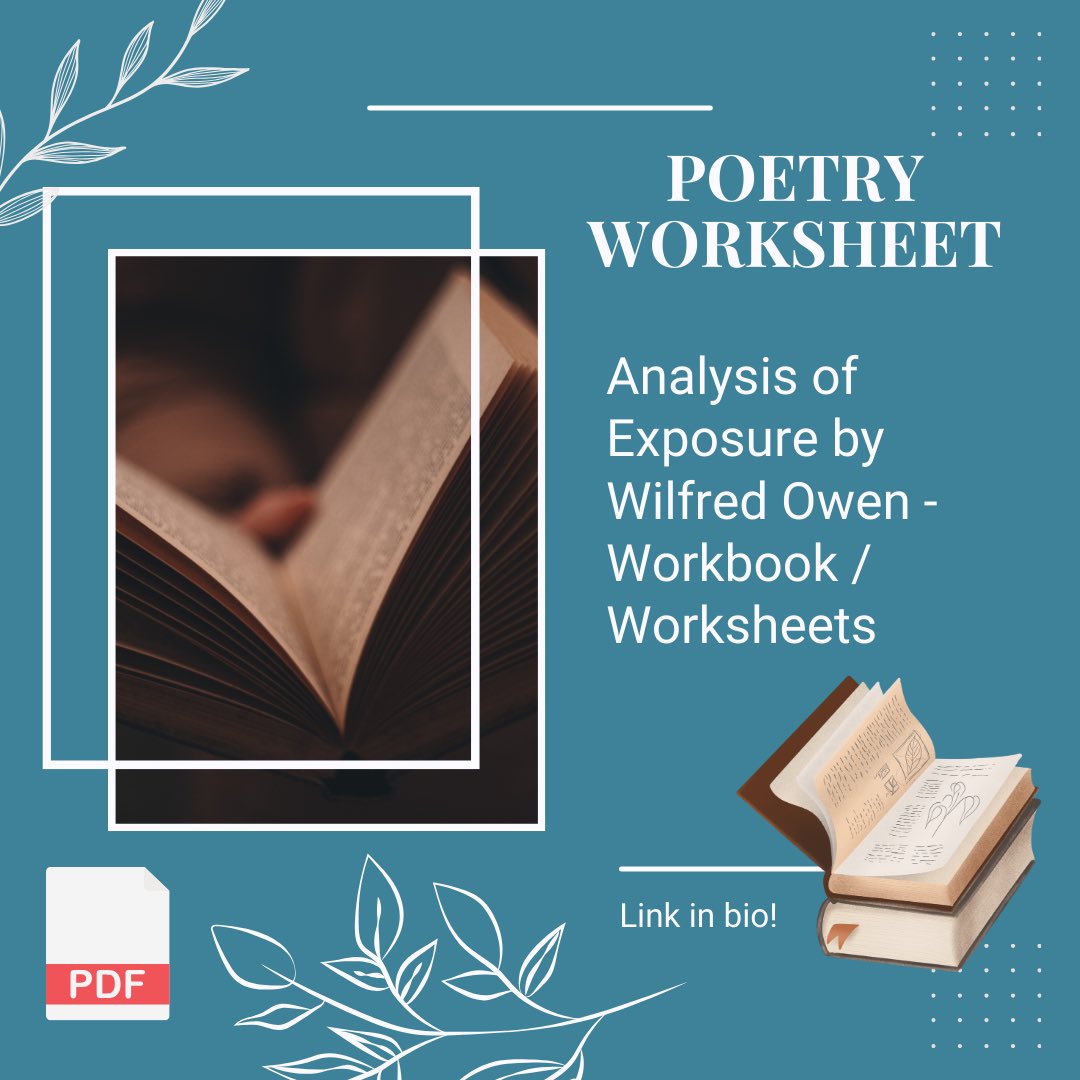 Explore the haunting world of Wilfred Owen's 'Exposure' with our comprehensive worksheet! Perfect for deepening literary analysis skills in students. Don't miss out, grab your worksheet now through the link in our bio! 📝🍂 #WilfredOwen #Exposure #LiteraryAnalysis