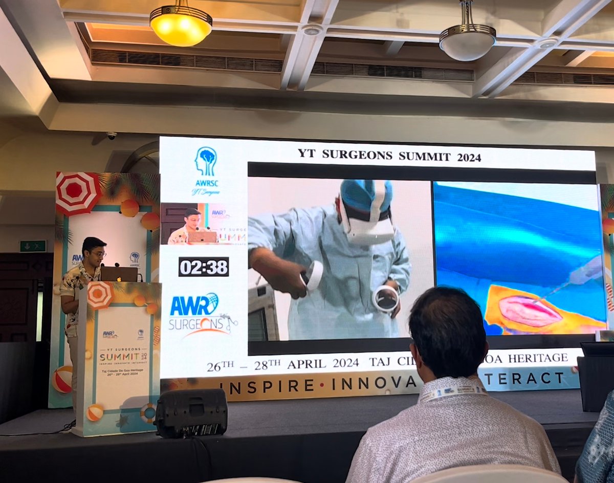 Attended @awrsurgeons YT summit in Goa as a faculty !! with my buddy @devansh_lalwani. Huge thanks to @doctorbawaa and Dr. Jignesh for this opportunity. Took a small workshop on #vrsurgery, also got to meet the legend @rambodoc. #hernia #surgtwitter