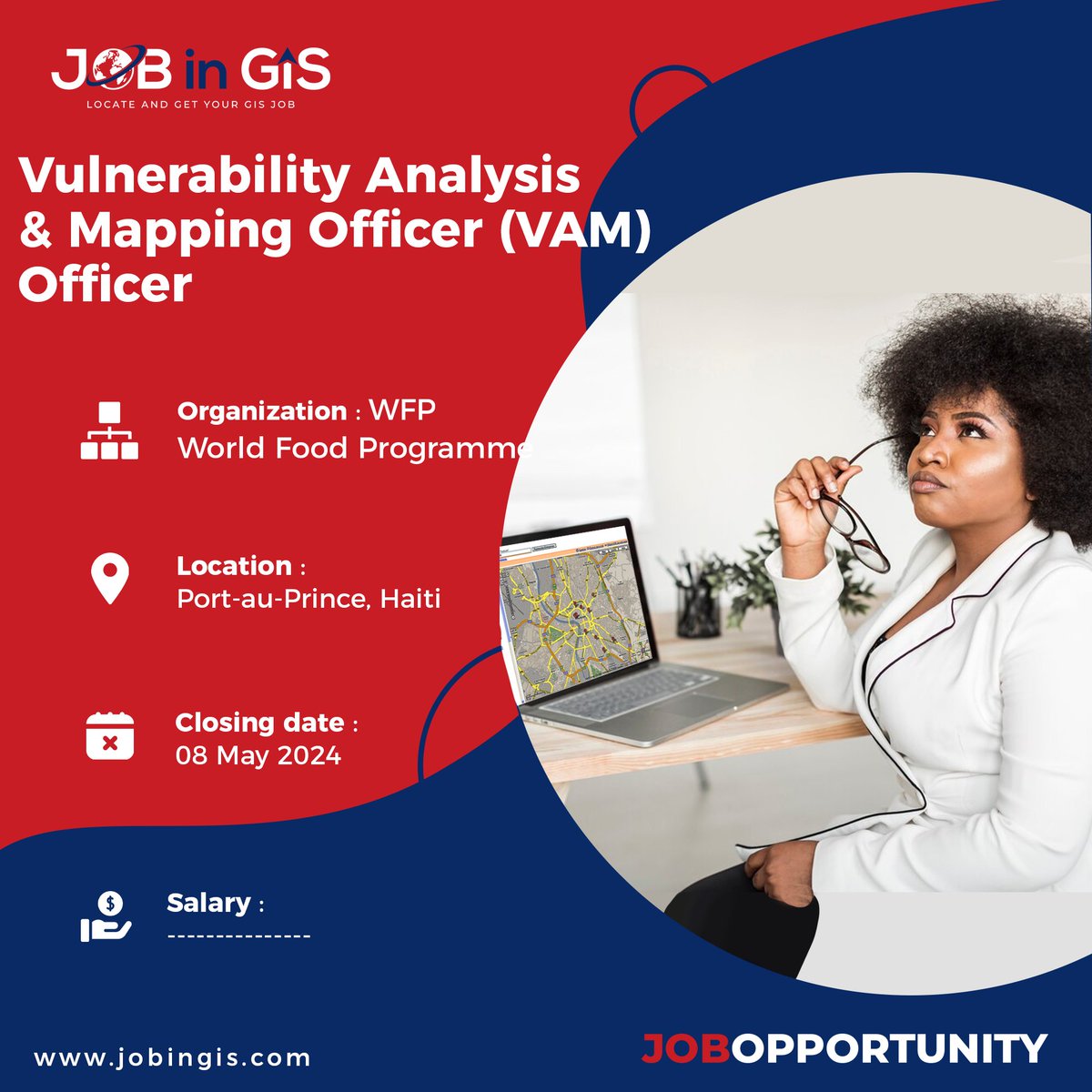 #jobingis : WFP is hiring a Vulnerability Analysis & Mapping Officer (VAM) Officer
📍 : #PortauPrince #Haiti 

Apply here 👉 : jobingis.com/jobs/geospatia…

#Jobs #mapping #GIS #geospatial #remotesensing #gisjobs #Geography #cartography