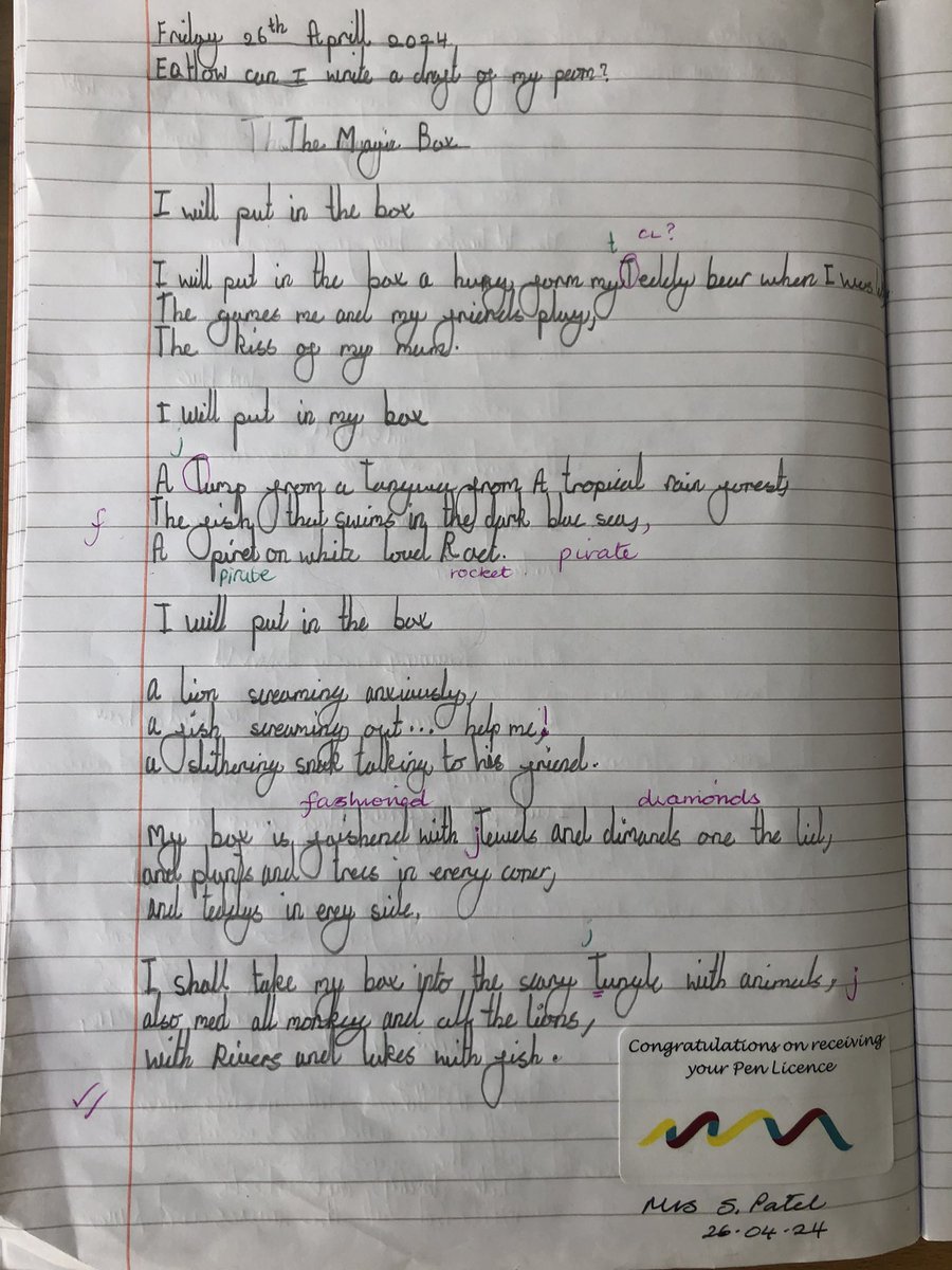 MountStewartSch's tweet photo. 🌟📦 The progress and dedication shown by children in 3J; crafting their own 'Magic Box' poems, inspired by Kit Wright, are truly inspiring! 🎉 And let's not forget the warm hugs from their mothers and the squeezes from their dear aunties. #MagicBox #ChildrensPoetry #KitWright https://t.co/0teD8ODo39