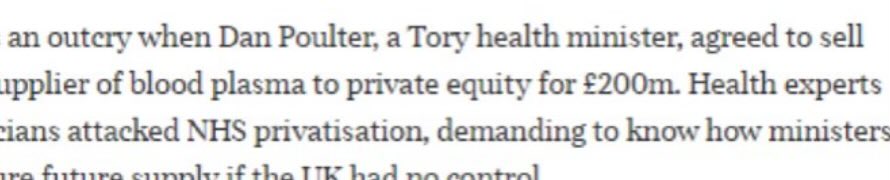 The new Labour MP Dan Poulter who’s crossed the floor to “save the NHS” - led the Tory government decision to privatise a significant part of the NHS in 2013. A decision which was fraught with corruption because the 🇺🇸 group he sold it to profited over £500 Million in 2 years.