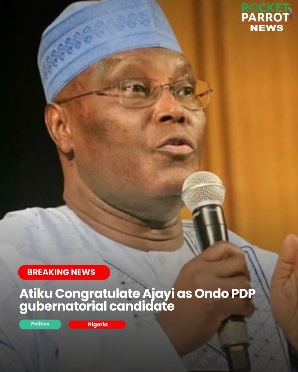 Congratulations to Agboola Ajayi on clinching the PDP gubernatorial ticket in Ondo State! Atiku Abubakar applauds Ajayi's victory and believes in his leadership prowess. A strategic move by PDP stakeholders.

Click link in bio to read more!

 #OndoDecides #PDP #AgboolaAjayi