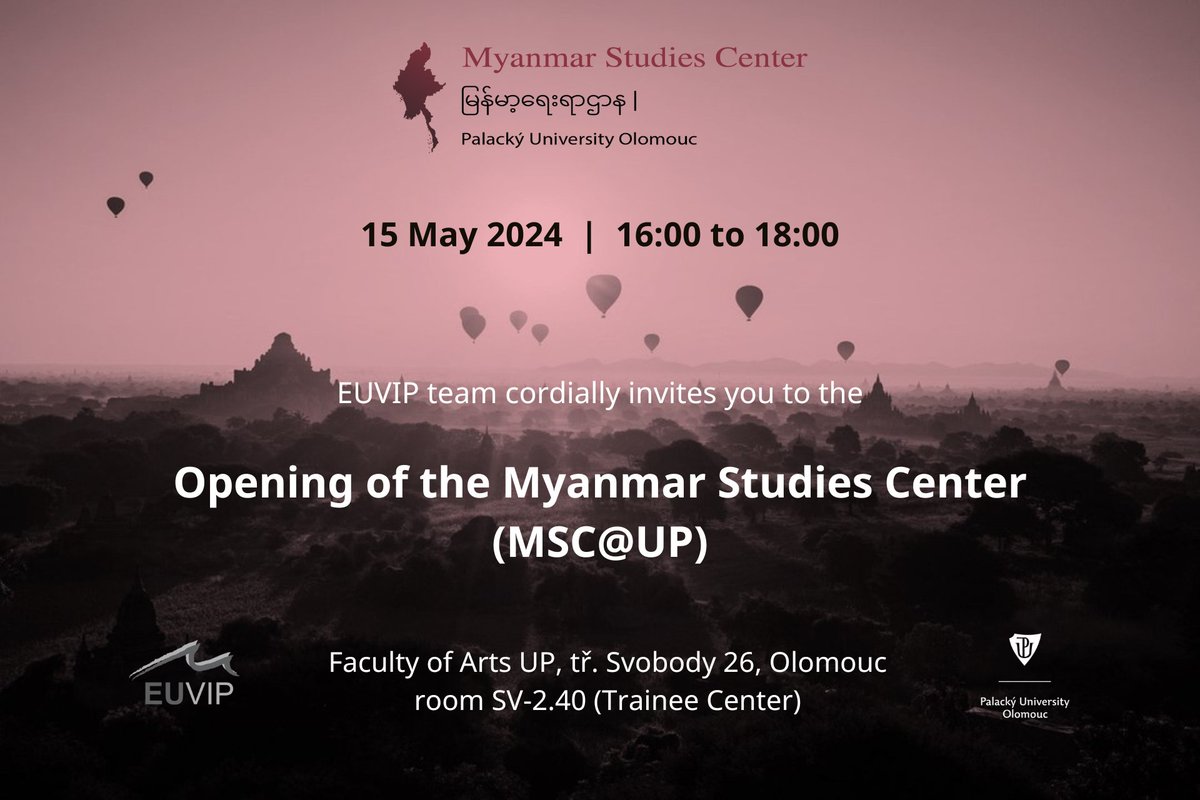 📢 Excited to announce the launch of the #Myanmar Studies Center! Join us for a celebration 🎉 on May 15 at @FF_UP. See details on the #EUVIP website: euvip-project.com/podrobnosti-o-… #MyanmarStudies #LaunchEvent 🇲🇲