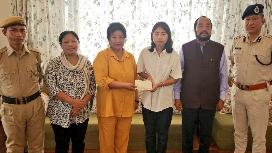 As a gesture of appreciation, our family met HSLC topper Ms. Mhachilo Yanthan today and presented her with a small gift in the presence of her father, Constable Mr. Zaremo Yanthan, her mother Mrs. Lucy Yanthan, and the Commandant of the 7th NAP, Mr. Menangmeren. We wish her