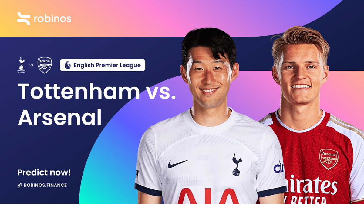 ⚽️ Tottenham vs. Arsenal: North London Derby showdown! Can Spurs upset Arsenal's title bid? Share your thoughts by predicting at: robinos.finance/events/versus #Tottenham #Arsenal #PremierLeague $RBN #RBNversus