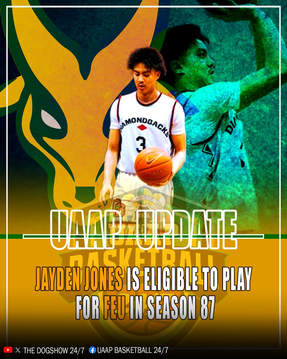 JAYDEN JONES will be eligible to play for the FEU Tamaraws this coming UAAP season 87.
The 6'4' forward will have five years of playing eligibility.

#UAAPSeason86 #UAAP86
#UAAPBasketball #FEU #FEUTamaraws
#UAAPSeason87 #UAAP87
Far Eastern University
Desert Oasis High School