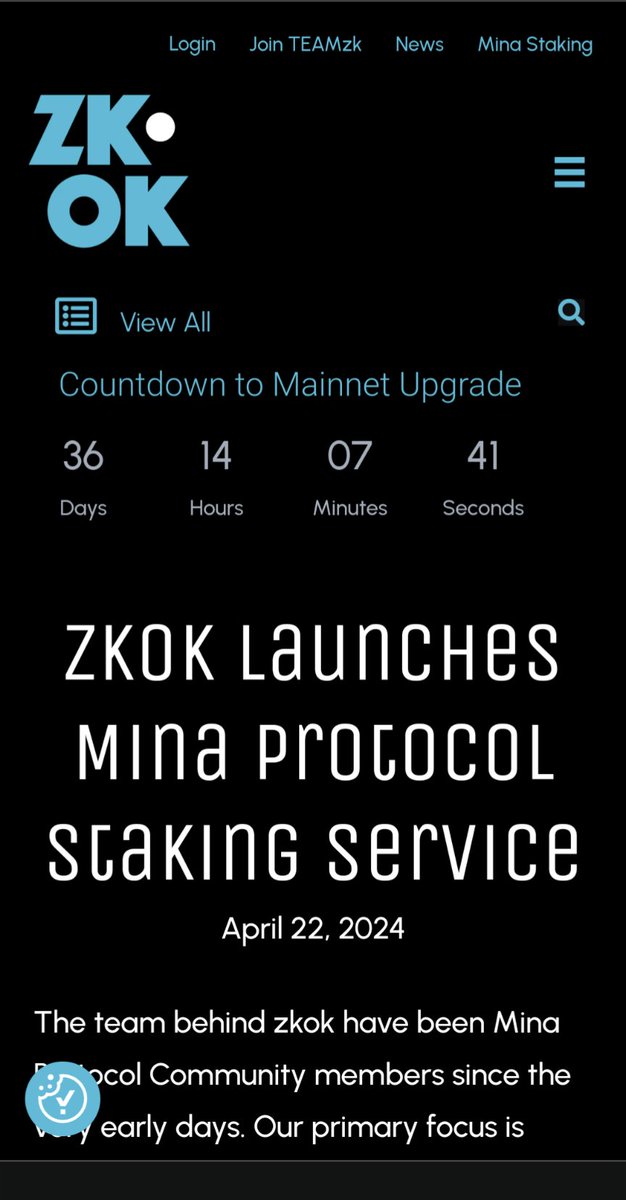 Quick reminder about our @MinaProtocol staking service. Support the team who support the teams! zkok.io/zkok-launches-…