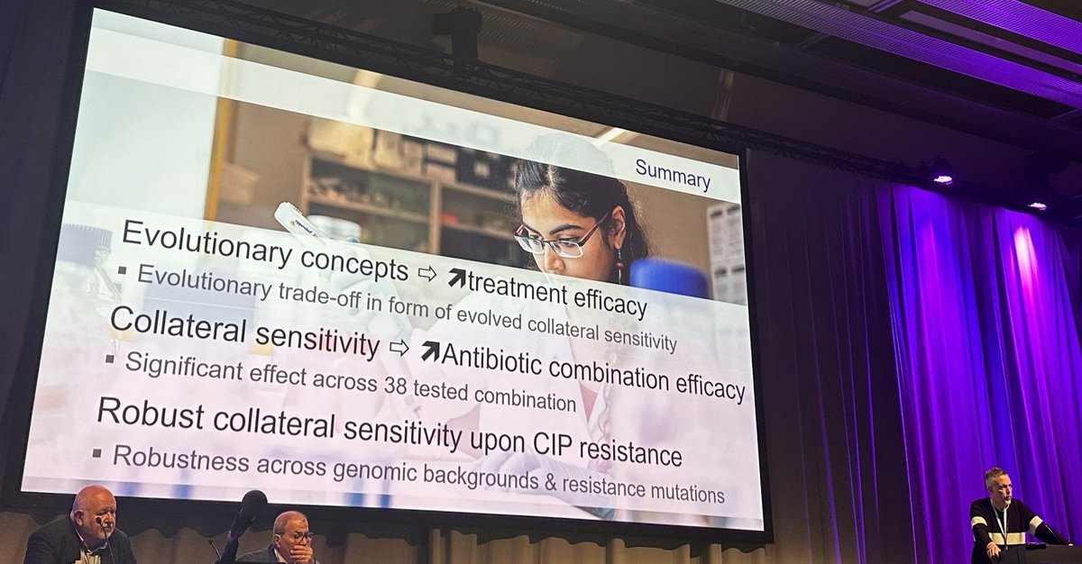 ESCMID's tweet image. Thanks to Dr. Hinrich Schulenberg and Dr. Robert Bonomo for this discussion on the evolutionary principles in #AntimicrobialResistance. “If we take into account these evolutionary concepts, we will increase the life span of these drugs.” #ESCMIDGlobal2024 #ClinicalMicrobiology