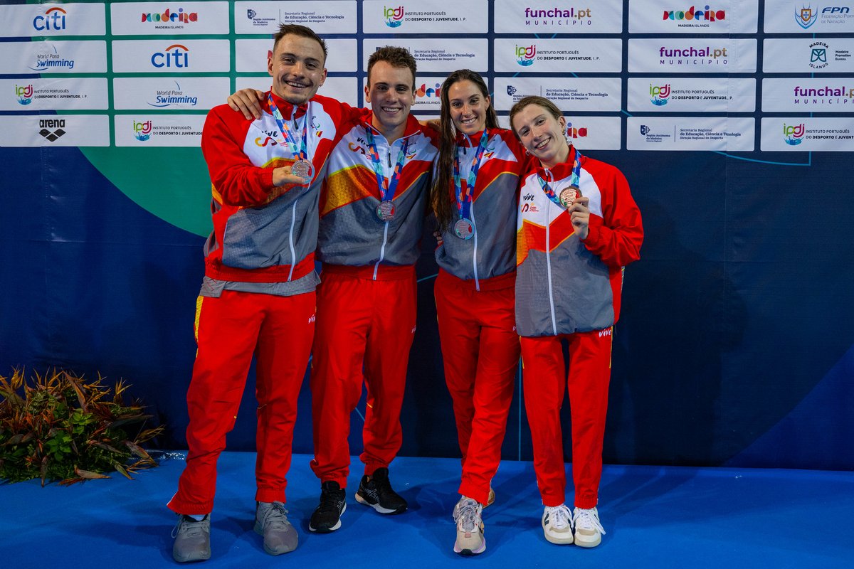 #NataciónAdaptada Maravillosa actuación de Iñigo Llopis y Nahia Zudaire en el Europeo!!! Han rematado su labor en el campeonato continental adjudicándose otro bronce en la última jornada, en el relevo 4×100 libre 34 junto a Ariel Schrenck y Sarai Gascón. Felicidades!