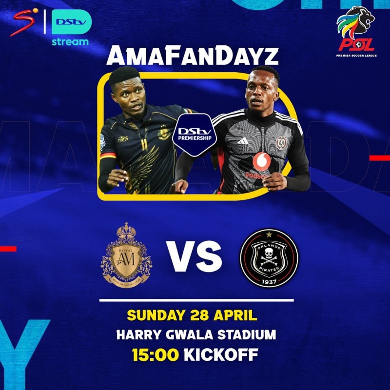 Another matchday, another #AmaFanDayz activation.

Today a lucky fan will watch Royal AM 🆚 Pirates LIVE and win R100 000 or more.

Get your tickets and enter at the Harry Gwala Stadium 👇