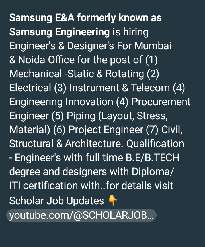 #SamsungE&A-
#SamsungEngineering-
#Samsungrecruitment-
#Samsungengineer srecruitment-
#Engineering-
#jobopening-
#scholarjobupdates-
#aparnadas-