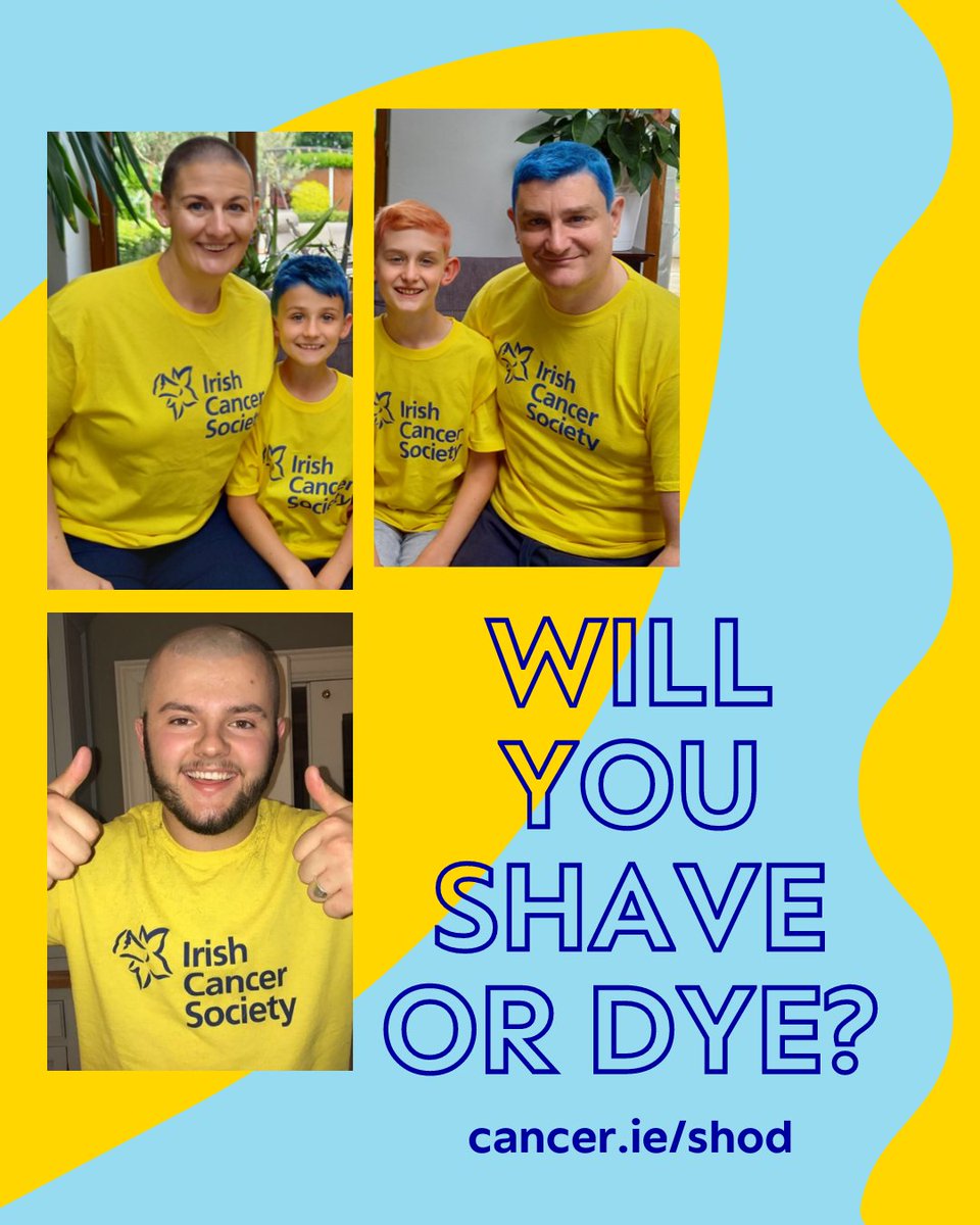 Ready to shake things up? 💇‍♂️💇‍♀️ It's time to make a statement and show your support for all those affected by cancer across Ireland! 💛✨ Take on the Shave or Dye challenge, and let the fun begin! 🎉 Sign up today at: cancer.ie/SHOD