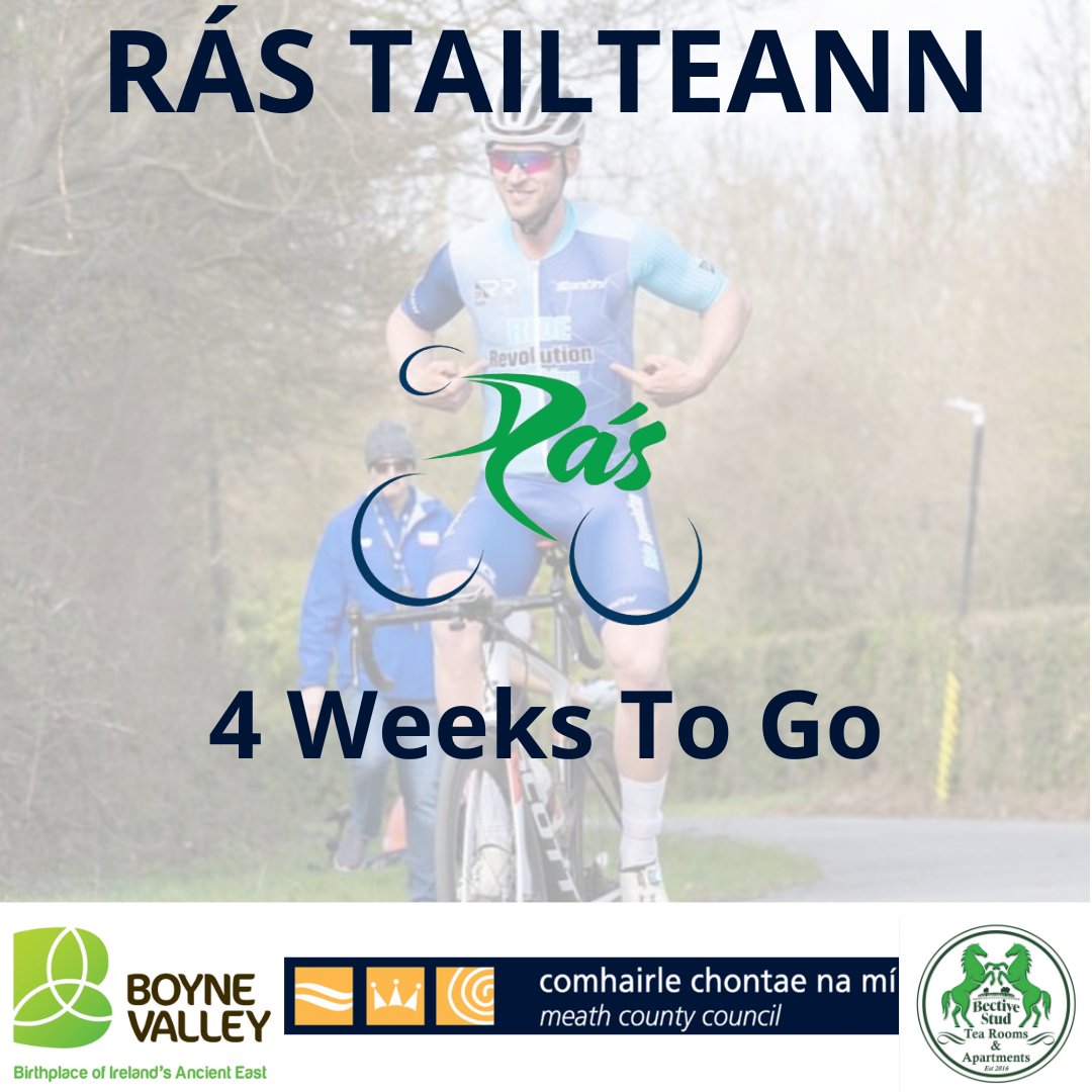 😎🚲 There's just 4 weeks to go until Rás Tailteann! Dunboyne is one of the first towns the race will pass through as it enters Meath on it's final stage before they race on to the finish line at Bective Stud on Sunday, 26th May. Find out more here: discoverboynevalley.ie/ras-tailteann-…