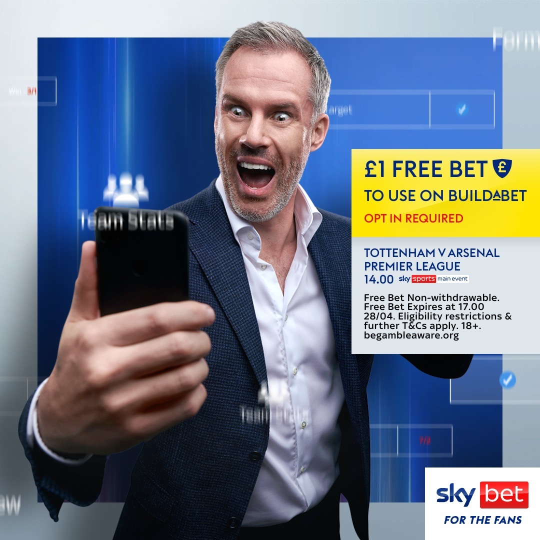 Looking forward to Spurs vs Arsenal later today? Our #BuildABet offer is still live on site 🔨

❗ Opt in to receive a £1 free bet to use on BuildABet markets

Full terms can be found here 👉 bit.ly/3Ev0l8r

Drop us a PM if you have any queries ✉️