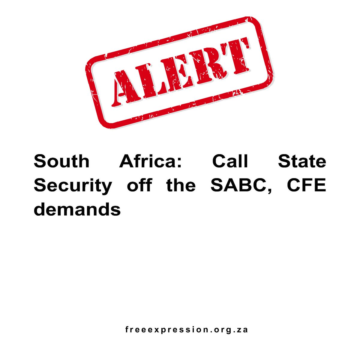 AntonHarber's tweet photo. Campaign for Free Expression calls on President Cyril Ramaphosa to call off his “dogs of war”, the State Security Agency (SSA) which appears to be interfering in the SABC’s coverage of the elections. @SABCNews @moshoeshoeMN @SOSCoalition https://t.co/uMqTLGMsQx