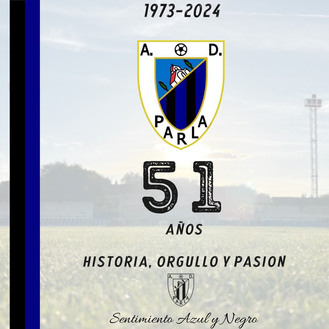 adparla's tweet photo. 🌟❶❾❼❸ - ❷⓿❷❹💫
Hoy es un día especial, hoy cumple 5️⃣1️⃣ años la Agrupación Deportiva Parla 💙🖤
🥳 ¡Feliz cumpleaños, familia! 🎈
Cincuenta y una temporadas de historia, orgullo y pasión.
Cincuenta y una temporada de
#SentimientoAZULyNegro https://t.co/po4oUya0Hm