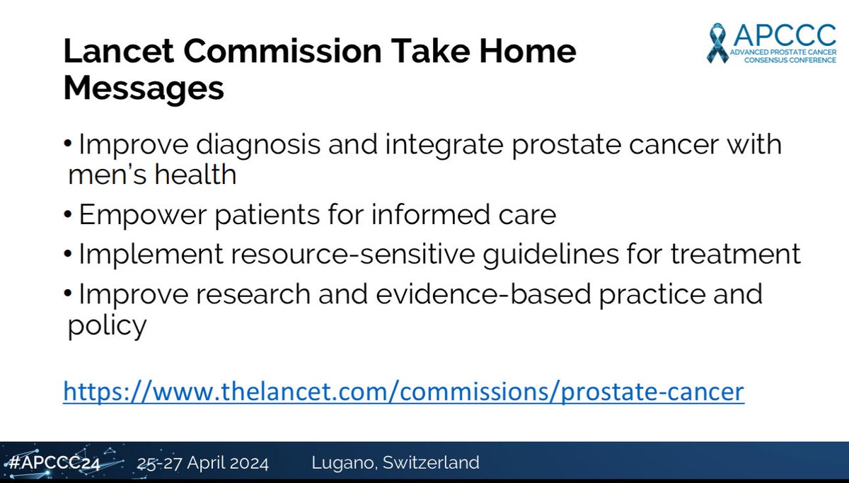 Great session and great panel to discuss the ⁦@TheLancet⁩ Prostate Cancer Commission. Many thanks to #APCCC24 for featuring prominently. Will be a fantastic launch pad for new initiatives. ⁦@ICR_London⁩ thelancet.com/pdfs/journals/…