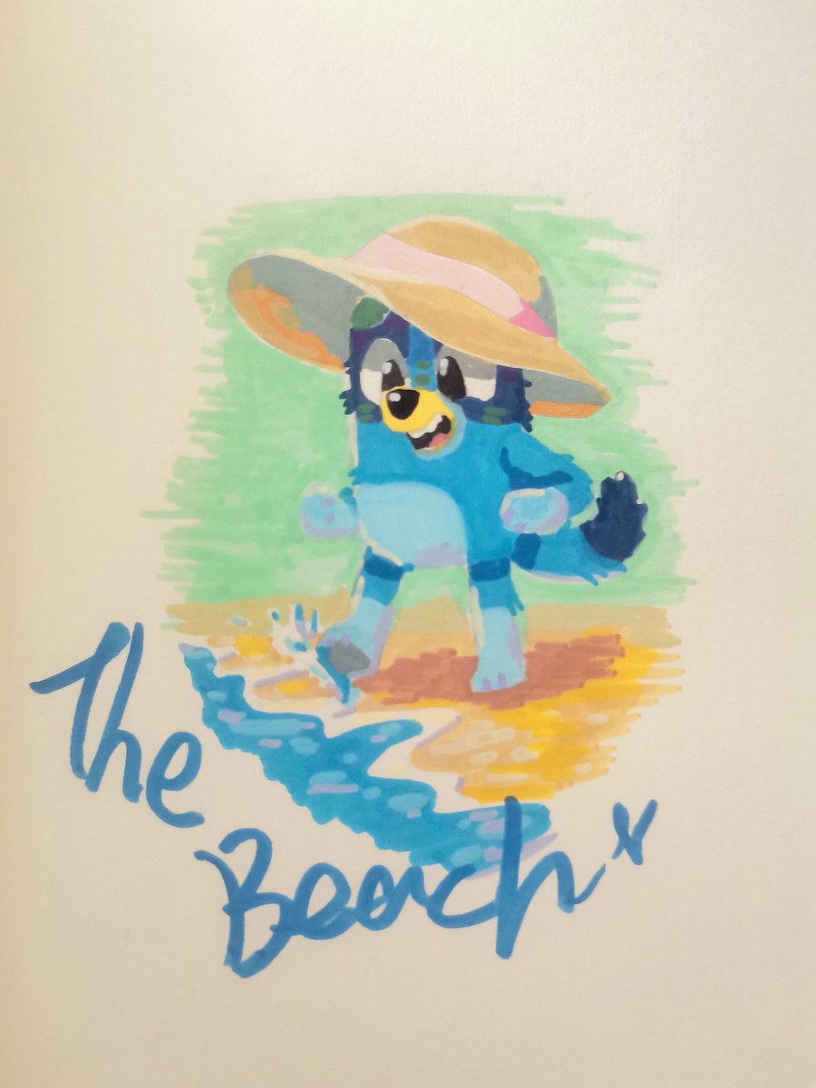 Gosh, it's getting hot now
 so we can go to the beach and swim！🏝☀️🌴
#bluey #blueyart #blueyfanart #blueytwt