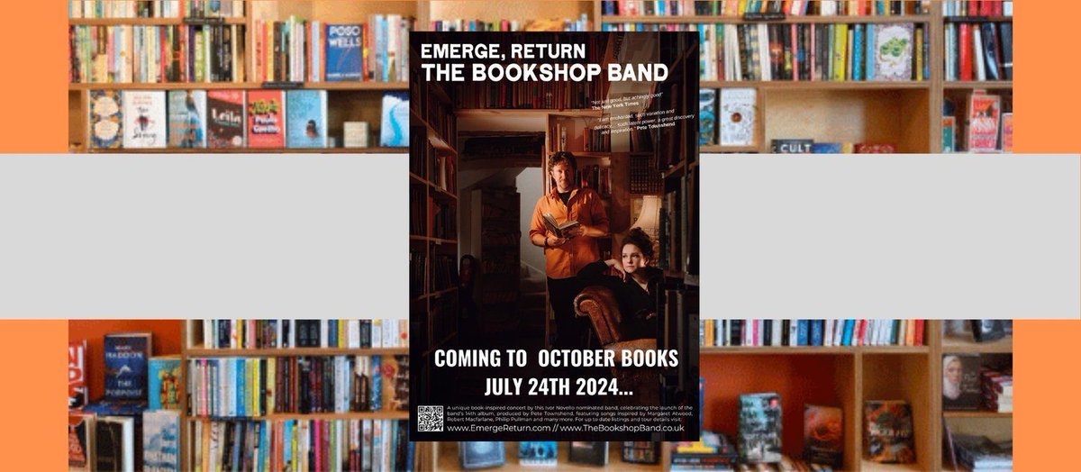 Did you see? @TheBookshopBand will be performing live at October Books with their EMERGE, RETURN tour on Wednesday 24th July! Join us for an intimate and magical concert! buff.ly/3xUhEPb