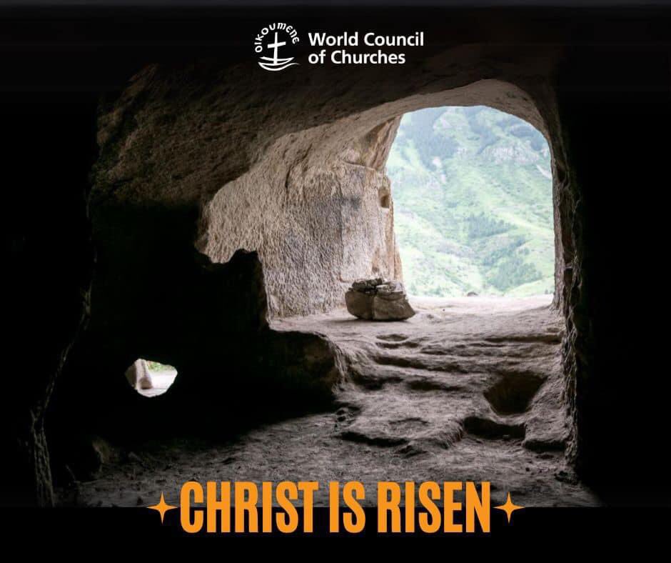 To our Orthodox friends! This #Easter, let the empty tomb remind us not only of Christ’s victory over death but also of our call to bring life, hope, and love into a world marred by suffering and injustice. #ChristIsRisen 

Read #WCC Easter message ➡️ oikoumene.org/news/wcc-easte…