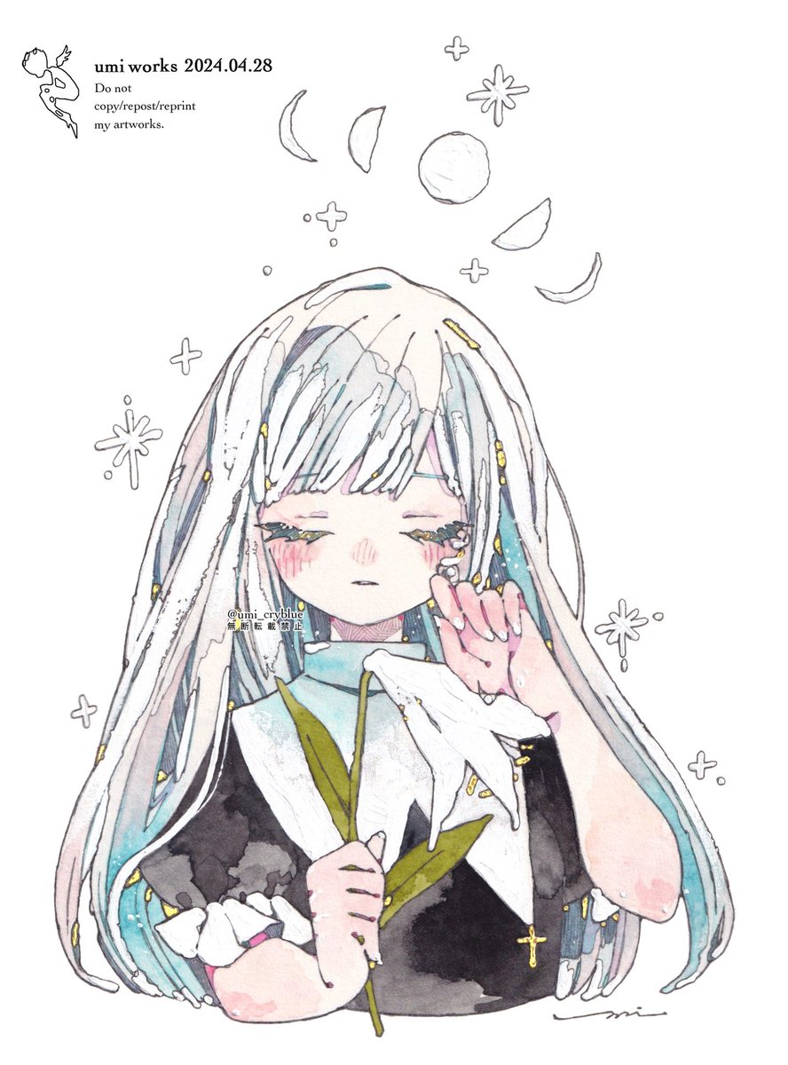 1girl solo long hair blush simple background white background holding  illustration images