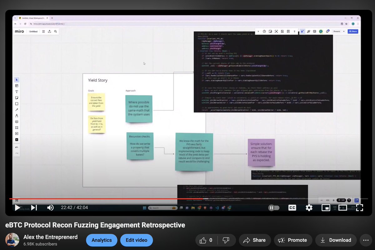 How can you use Inductive Reasoning to prove global properties, without using Global Variables?

How to make Mocks work with Mainnet Fuzzing?

How does eBTC use Continous Fuzzing to check their properties against their mainnet deployment?

Workshop by @LourensLinde!