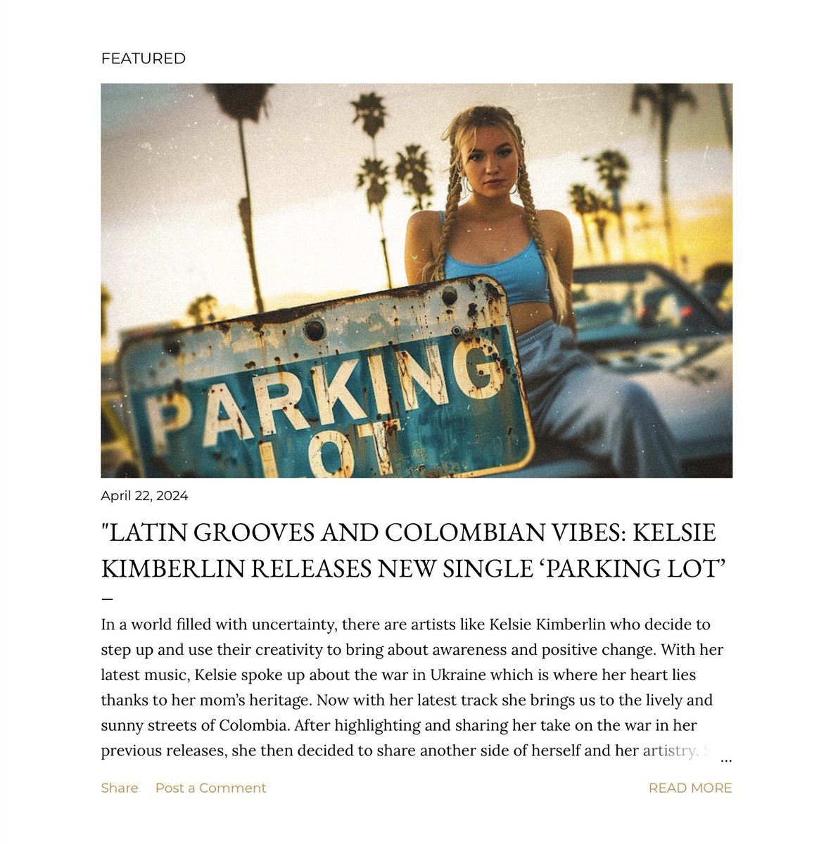 ‘Parking Lot’ by @KelsieKimberlin available now on Powher Sound - Music News: powhersound.blogspot.com/2024/04/latin-…
•
•
#powhersound #womeninmusic #pop #latin #newmusic #newrelease #kelsiekimberlin #musicnews #blog