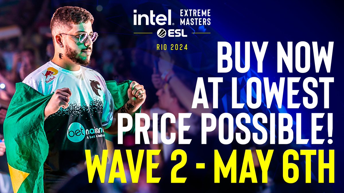 #IEM Rio 2024 ticket wave 2 is coming on the 6th of May 🚨 Grab your tickets NOW to get them at the lowest price possible 🎟️🔽 esl.gg/rio