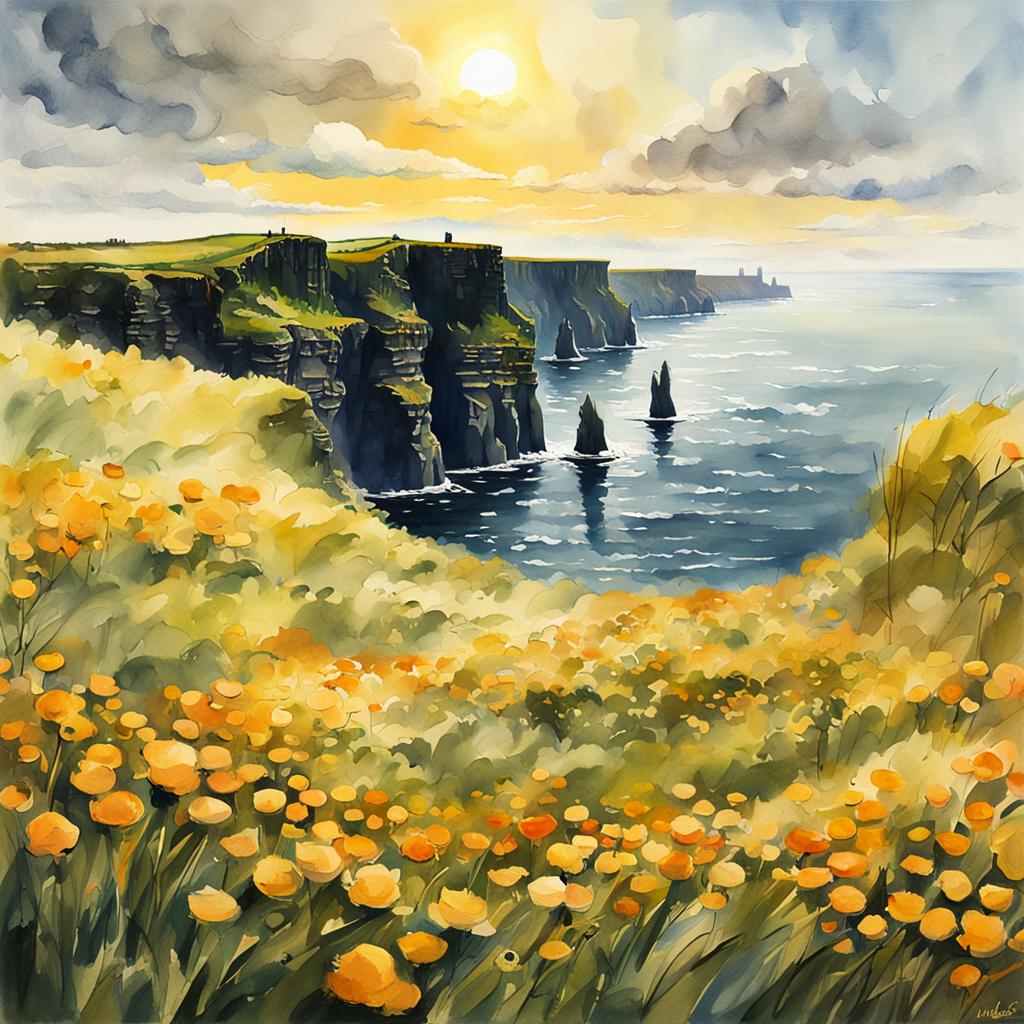 Spring   Midday, Cliffs of Moher Co Clare. #irishart #irishartist   #irishartists #irishartforsale #irishartcollectors #irishartgalleries   #irishlandscapes #irishlandscapesketch #nftdealer #nftinvestor #nftinvestors   #nftart #nftartist #nftcommunity #nftcollector #nftcollectors