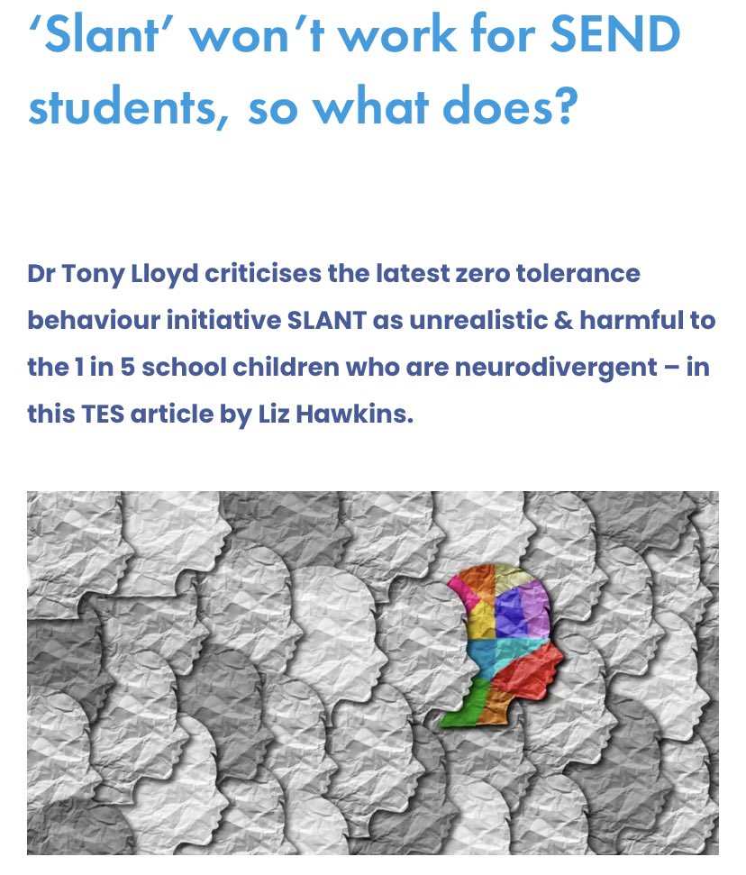 We consigned SEND children to the portakabin behind the sports hall( excluded) for decades, abdicating responsibility for adapting pedagogy that enables every child to learn & achieve- because there was something (medically) wrong with them’-apparently? adhdfoundation.org.uk/2021/09/13/sla…