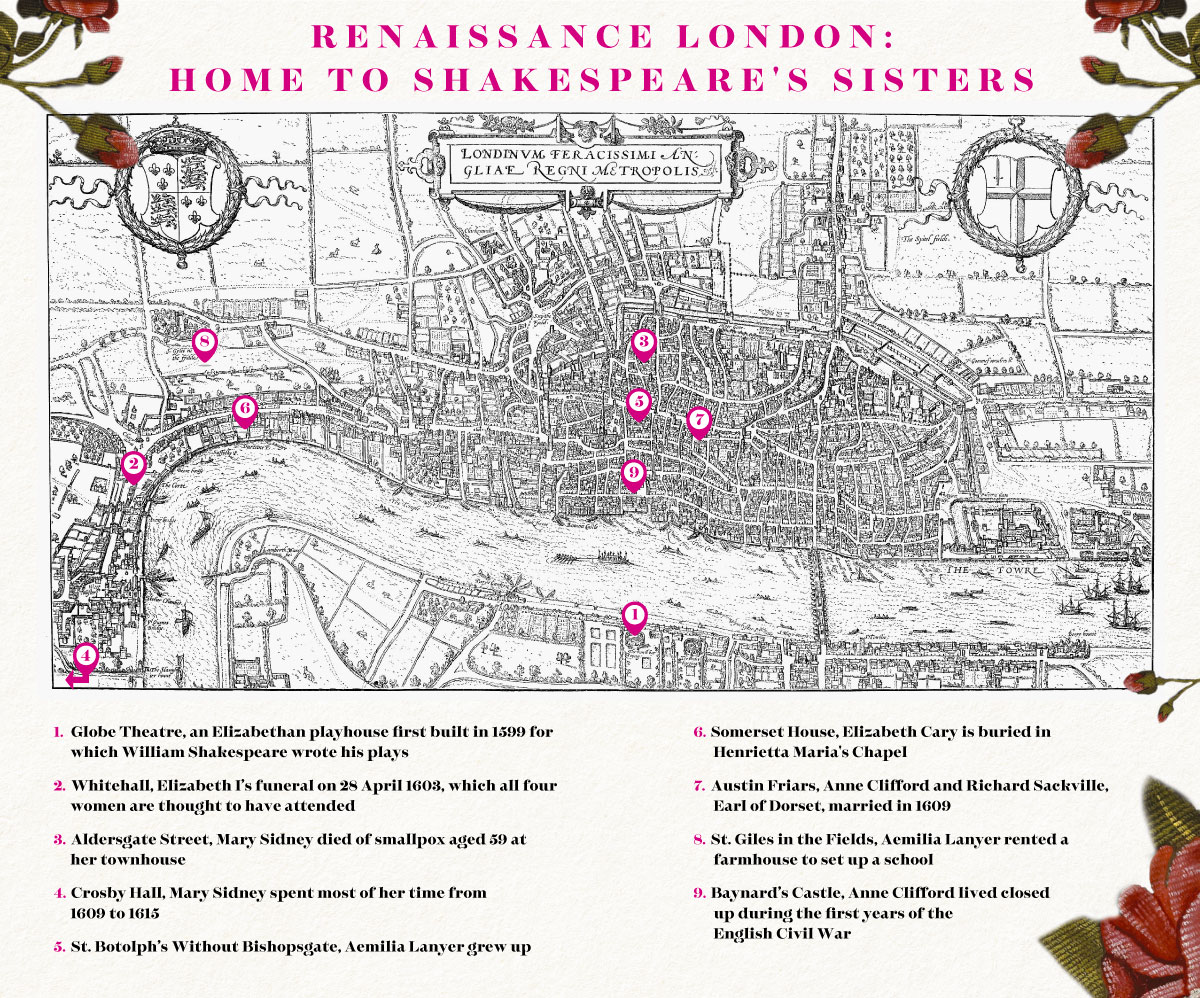 #OTD Elizabeth I’s funeral took place in Whitehall in 1603 The map shows Renaissance London, also home to Anne Clifford, Aemilia Lanyer, Elizabeth Cary and Mary Sidney, four extraordinary women writers. SHAKESPEARE'S SISTERS by Ramie Targoff is out now: brnw.ch/21wJfPW