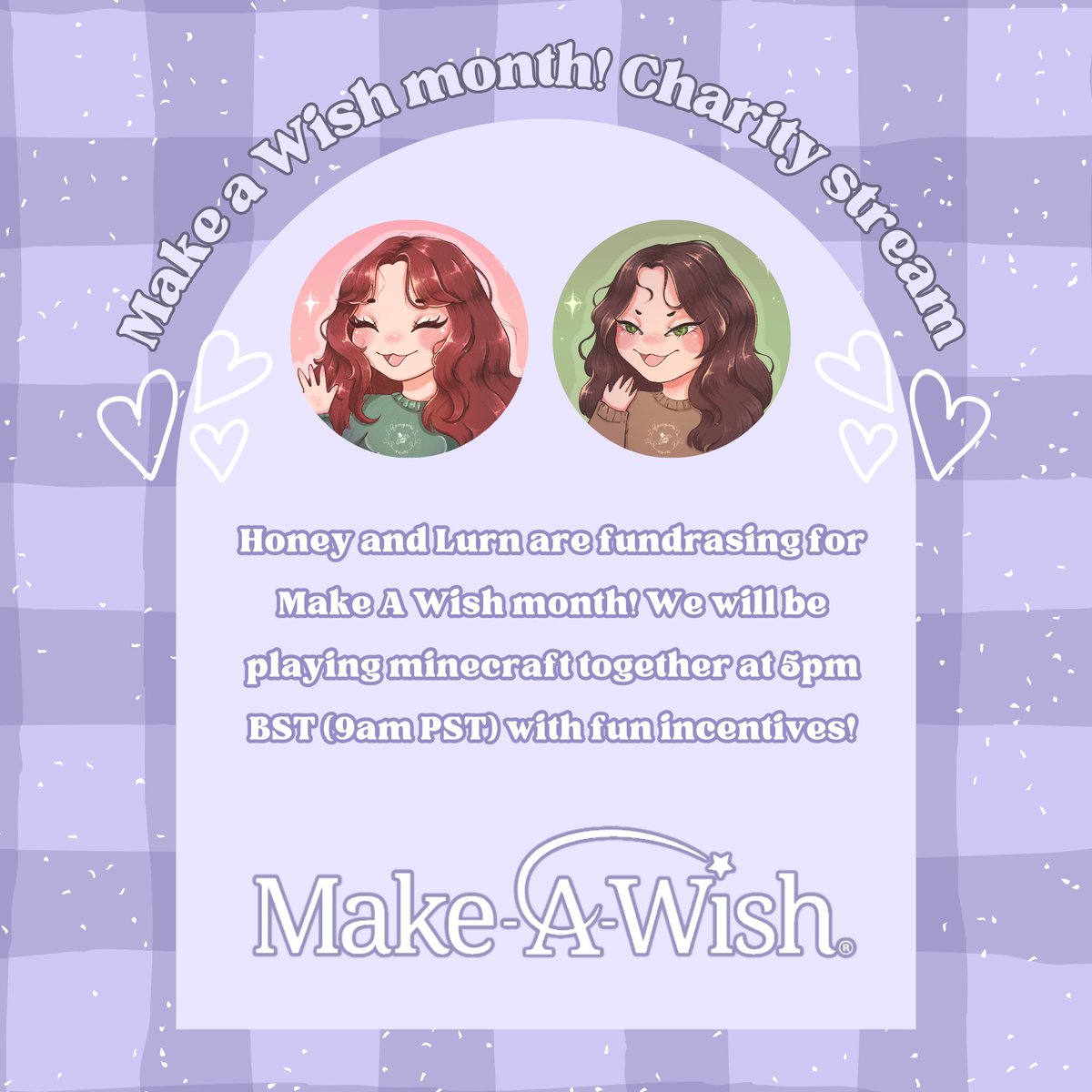 Get ready for some cosy CHAOS, myself and the lovely @LurnPlays are fundraising for @MakeAWishIntl today playing some Minecraft, which LURN HAS NEVER PLAYED?? tiltify.com/@honeyfieldnot…