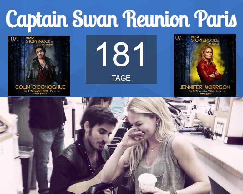 181 days til the #CaptainSwan reunion in Paris 🙌🥰 #OUAT #OnceUponATime #JenniferMorrison #Colinodonoghue #FSTP