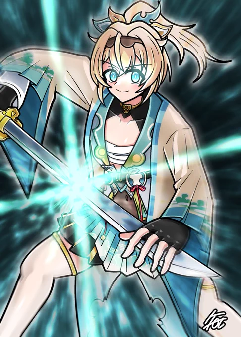 #いろはにも絵を #hololive  初描きです!This is かっこいい SAMURAI 