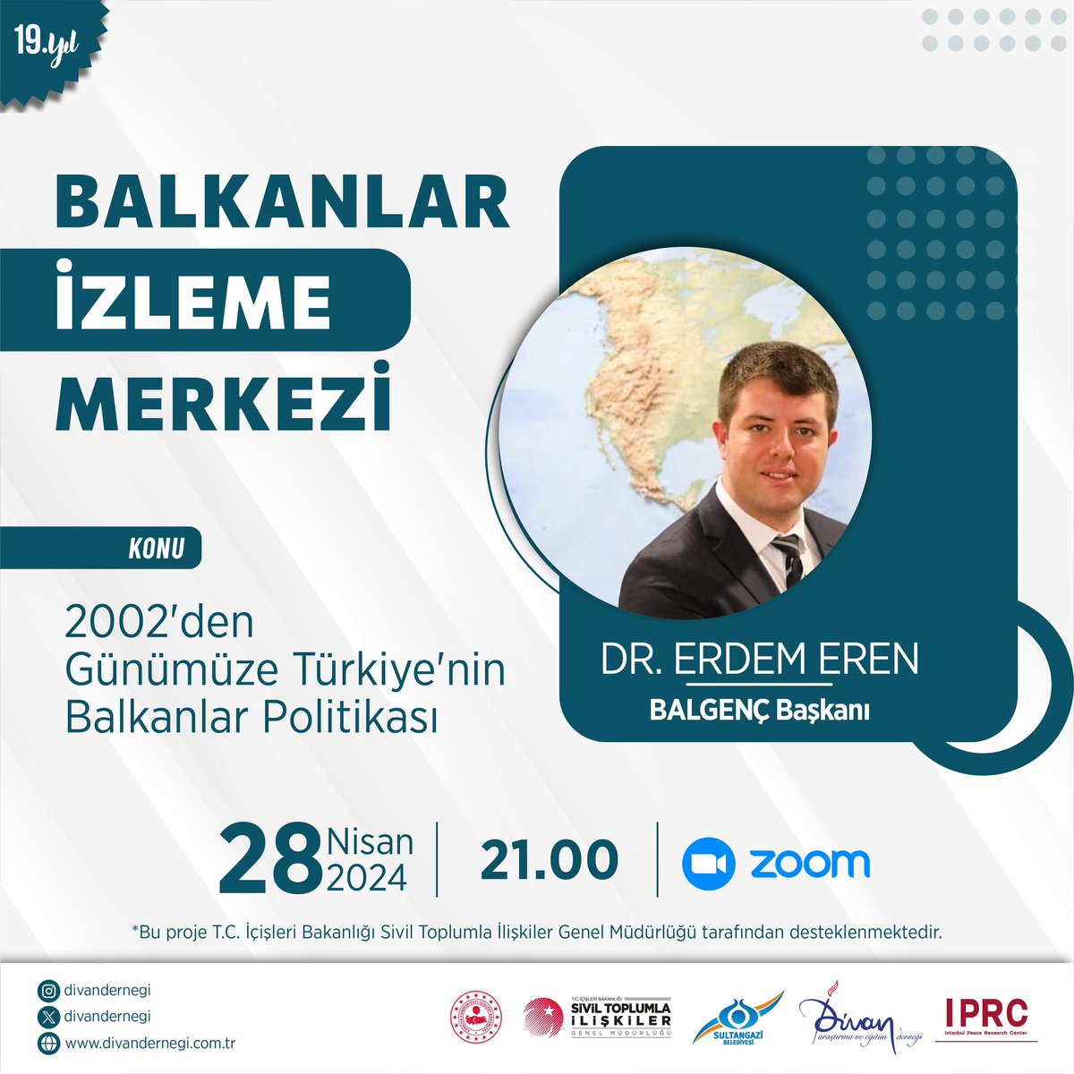 #Balkanlar İzleme Merkezi olarak, bu akşam saat 21.00’de, “2002’den Günümüze Türkiye’nin Balkanlar Politikası” başlığı altında Dr. Erdem Eren ile bir program gerçekleştireceğiz.