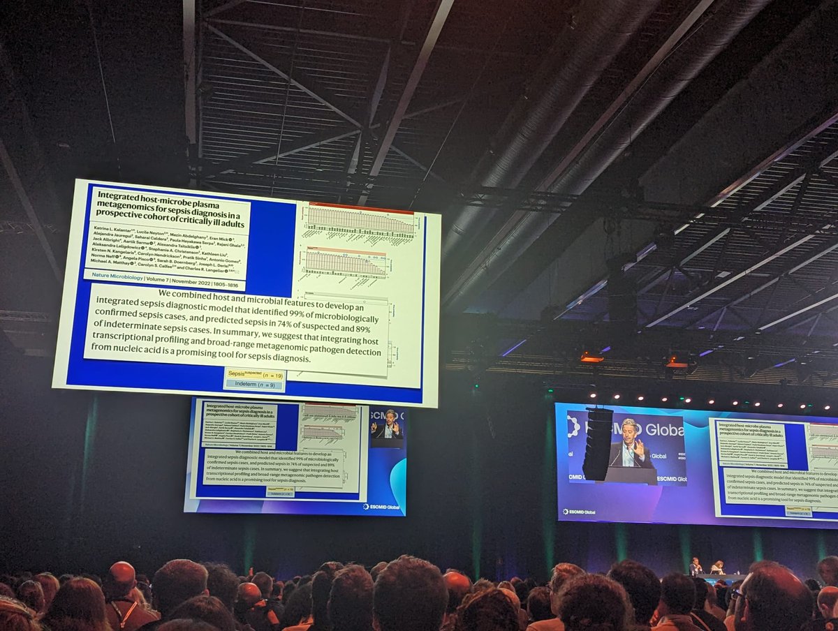 Important Keynote by Mervyn Singer on the complexity of sepsis diagnosis at #ECCMID2024 #ESCMIDGlobal Read the paper by Chaz Langelier here: nature.com/articles/s4156…