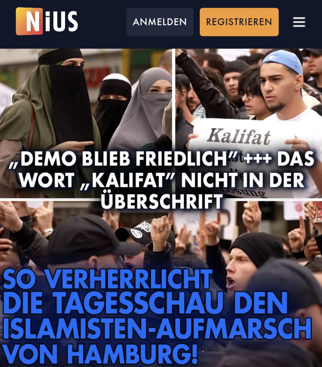 Das Deutschland der Tagesschau hat mit der Realität nichts mehr zu tun. Über den Islamisten-Aufmarsch wird nun in einer kurzen, verständnisvollen Meldung berichtet. 1. Das Wort 'Kalifat' kommt in der Überschrift nicht vor. 2. Zentrale Botschaft im Text: 'Demo blieb friedlich'.…