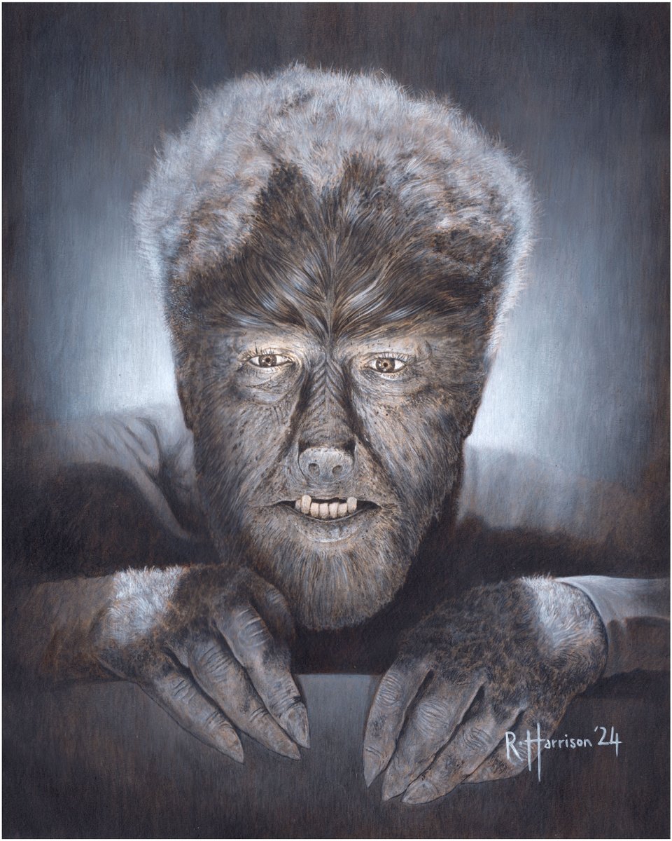 RichardHarris0n's tweet photo. Morning everyone.

Here`s another painting from my Universal Monsters collection. This time it`s Lon Chaney Jr as The Wolf Man for the movie of the same name from 1941.

print - https://t.co/qE3Hln0YA3
Acrylic paint on paper 40cm x 50cm
Thanks as ever to the Man!
Richard Harrison ART
#wolfman #wolf #werewolf #universalmonsters #horror #wolfpack #wolfhybrid #Halloween #wolfie #monsters #wolfart #monster #horrormovies #werewolf #horror #horrormovies #shorror #werewolves #horrorfan #horrorfilm #werewolfmovies #lycanthrope #horrorcommunity #horrorcomedy #film #movie #werewolfs #horrorfilms #horrorfamily #classichorror #thewolfman1941