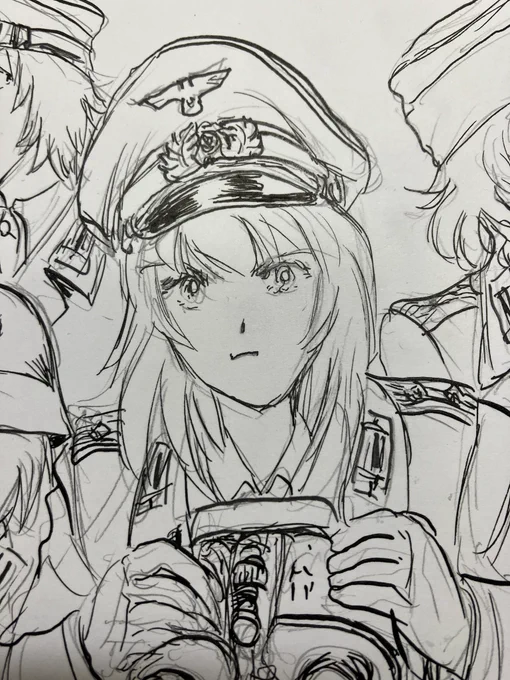 今日はフォロワーさんとラットパトロールの話題で盛り上がったので、だいぶ前に思いついた黒森峰チームでドイツアフリカ軍団のスタイルを描いてみます♪
車輌も入れるかは思案中…
明日には仕上げたいであります。 