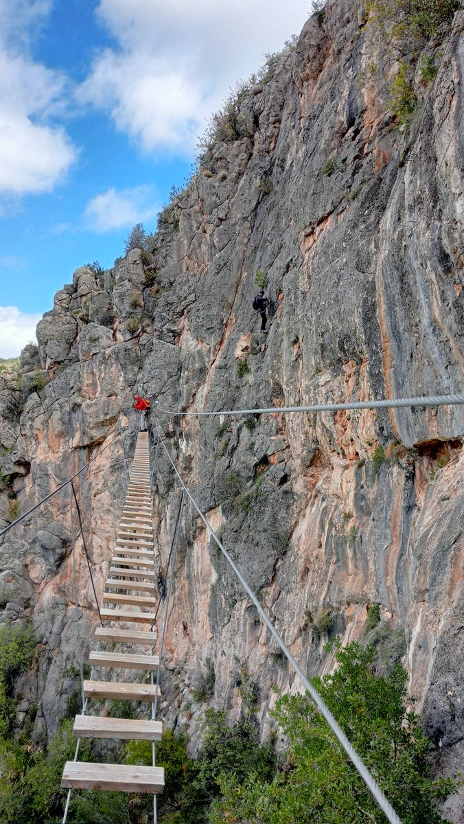 A la Serra Falconera pel vessant que dóna cap a la Marxuquera (Gandia) #LaSafor hi ha una via ferrada molt divertida ca.wikiloc.com/rutes-via-ferr… trobem una tirolina de 125 metres, pont de cable, pont tibetà, pèndol de frontissa i podem visitar la Cova Negra.